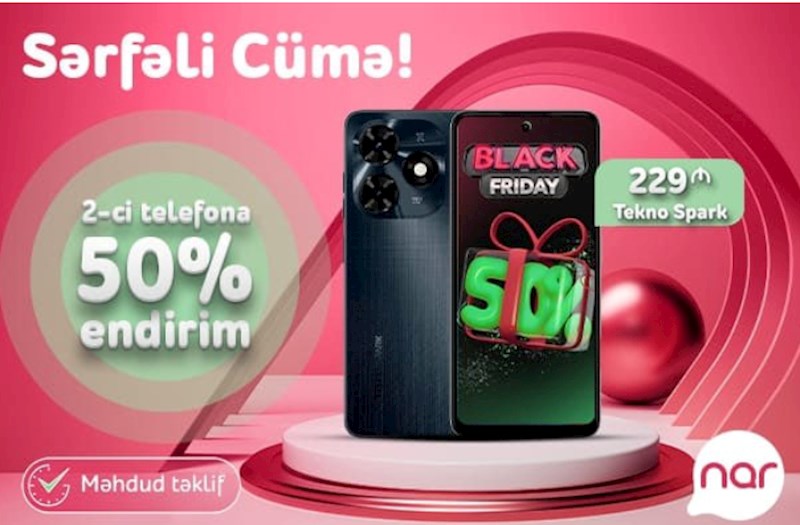 “Nar”dan “Sərfəli cümə” təklifi — 50% endirimlə smartfon əldə et! 