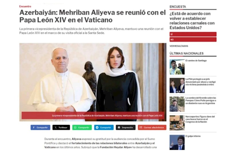 Mehriban Əliyevanın Vatikana səfəri dünya mediasının diqqət mərkəzində — FOTOLAR