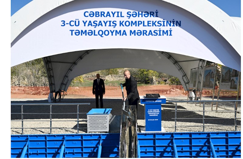 Cəbrayıl şəhərində ikinci və üçüncü yaşayış komplekslərinin təməli qoyuldu — FOTOLAR