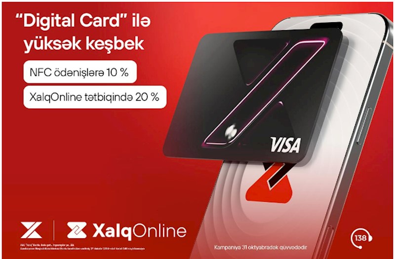 Xalq Bankdan Digital Card-la əməliyyatlara 20 %-dək keşbek!