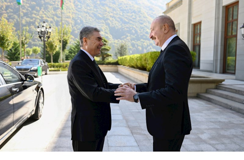 İlham Əliyev Qəbələdə Qurbanqulu Berdiməhəmmədovla görüşdü — FOTOLAR 