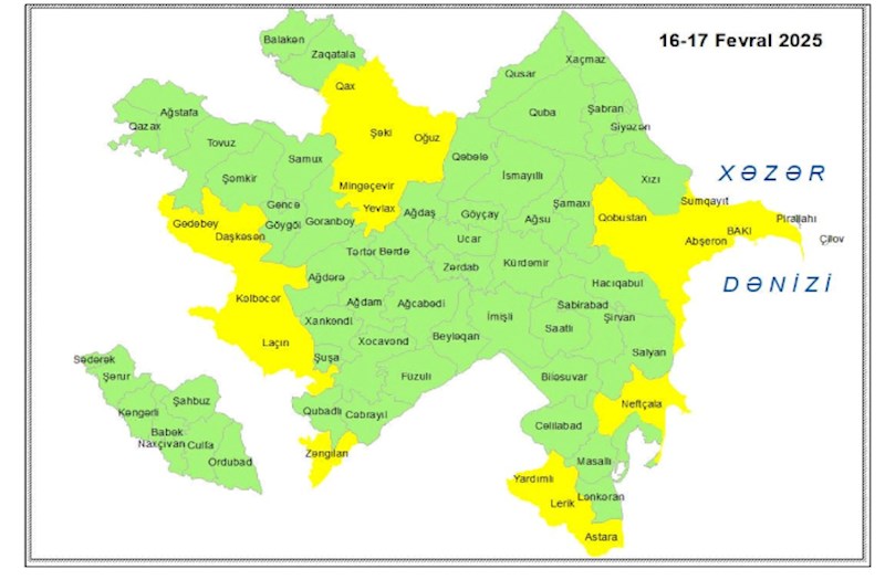 Küləkli hava şəraiti ilə bağlı sarı XƏBƏRDARLIQ