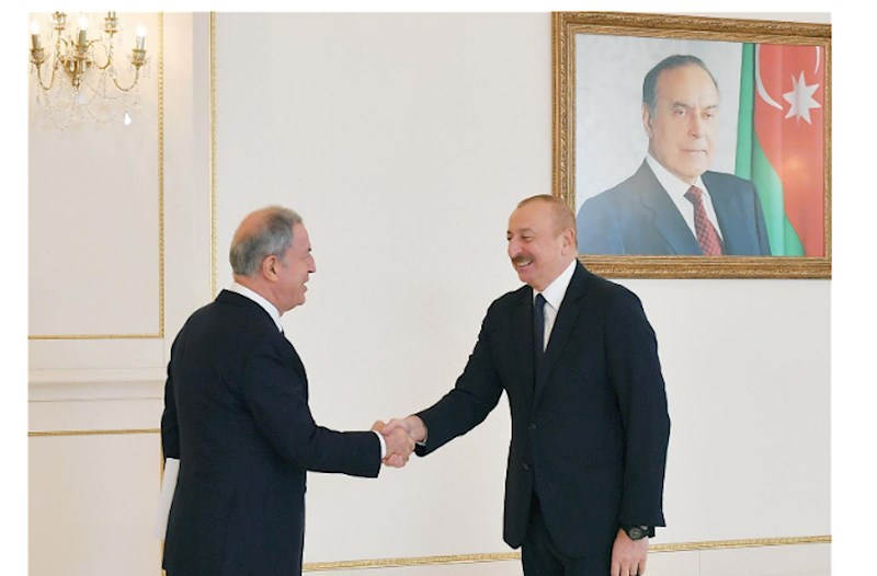 Hulusi Akar İlham Əliyevin qəbulunda 