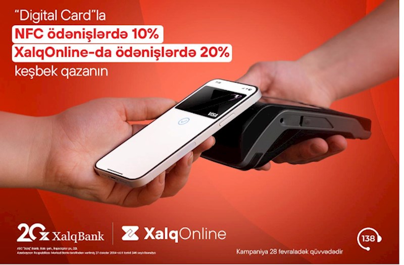 Xalq Bankdan Digital Card-la əməliyyatlara 20%-dək keşbek!