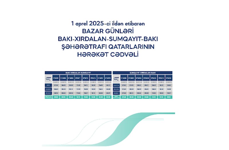 Abşeron dairəvi dəmiryol marşrutu üzrə qatarların yeni qrafiki açıqlanıb