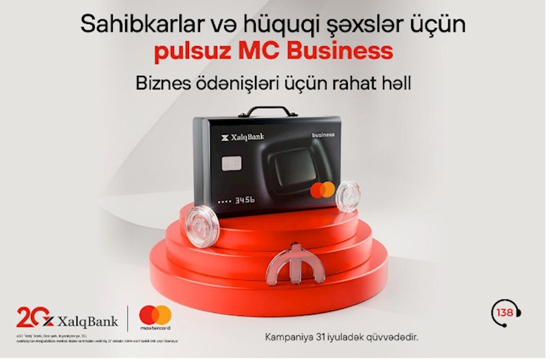 Xalq Bankdan sahibkar və hüquqi şəxslərə Mastercard Business kartı hədiyyə!