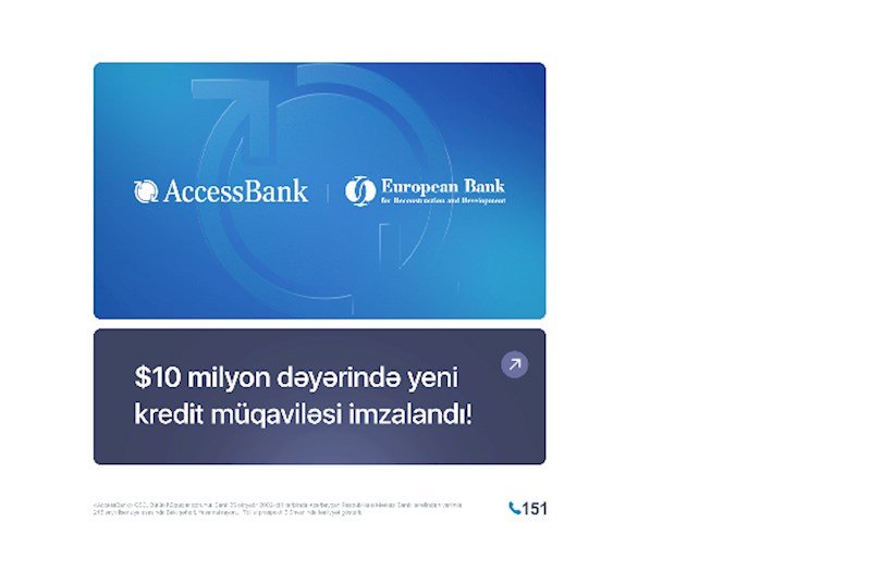 AccessBank AYİB-dən 10 milyon ABŞ dolları həcmində əlavə maliyyələşdirmə aldı 