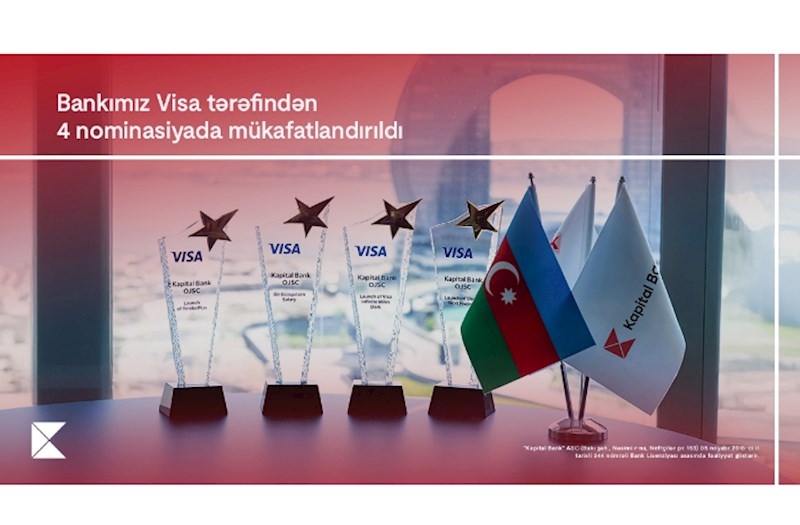 Kapital Bank rəqəmsal ödəmələrdə dünya lideri olan Visa şirkəti tərəfindən 4 mükafata layiq görüldü