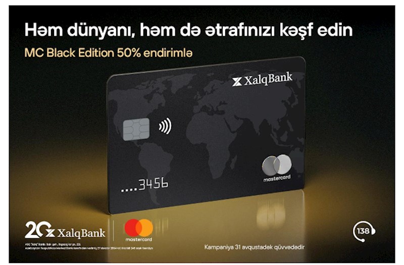Xalq Bankdan MasterCard Black Edition kartına 50% endirim