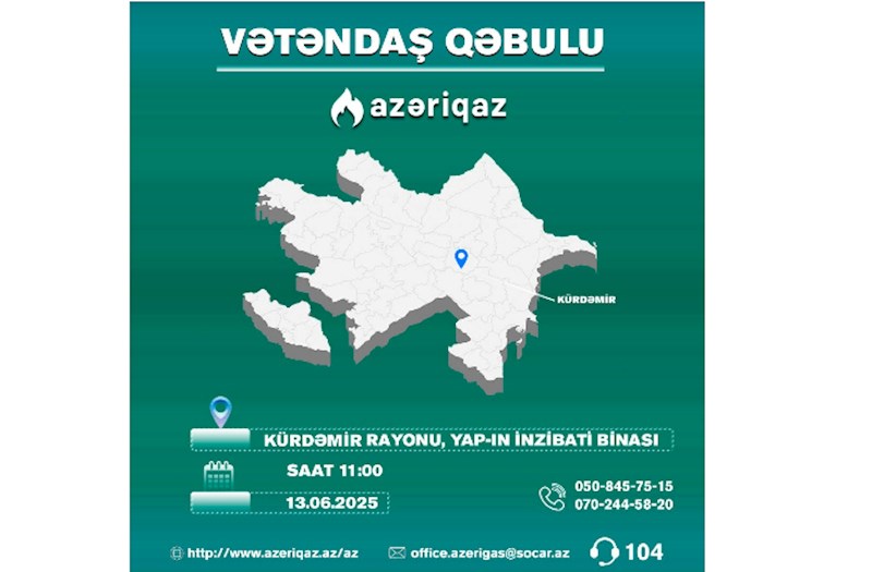 SOCAR-ın "Azəriqaz" İB rəhbərliyinin növbəti vətəndaş qəbulu Kürdəmirdə baş tutacaq 