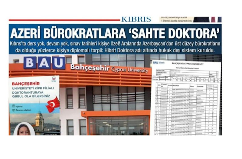 Şimali Kipr mediasından ŞOK İDDİA: “Azərbaycanlı məmurlara saxta doktorantura diplomları verilir” — FOTOLAR