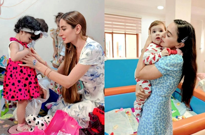 Leyla Əliyeva və Arzu Əliyeva körpələr evində — VİDEO