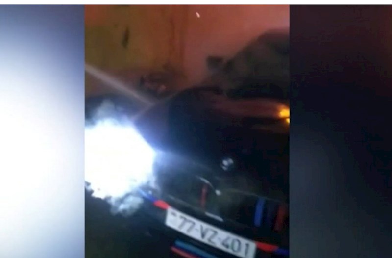 Bakıda BMW yanıb — VİDEO 