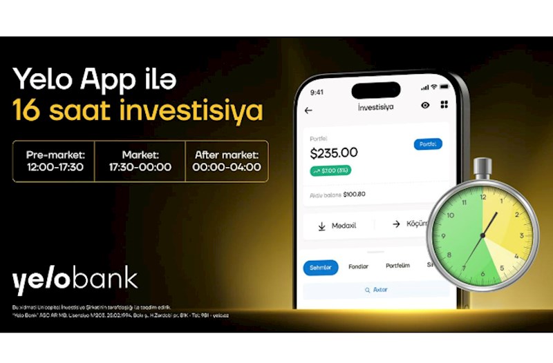 Yelo Invest-də limit sifarişi funksiyası aktiv oldu 