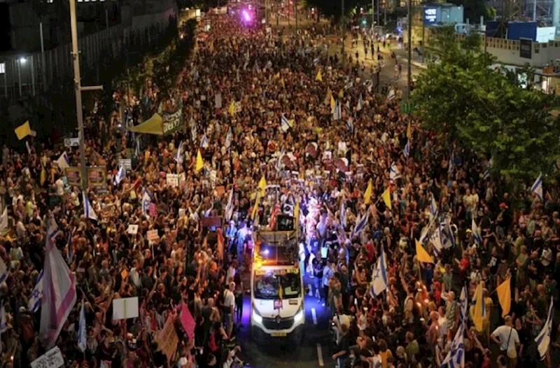 Minlərlə israilli Qəzzanın işğalına qarşı aksiyaya qoşulub