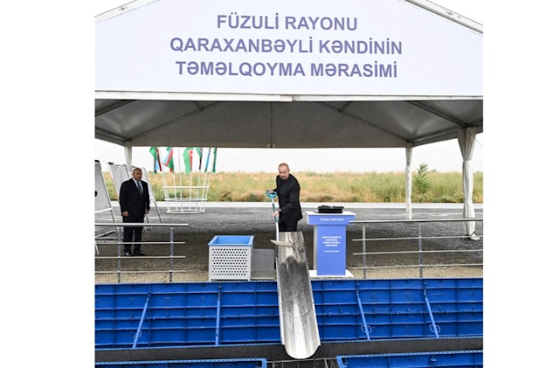 İlham Əliyev Qaraxanbəyli kəndinin təməlini qoyub — FOTOLAR
