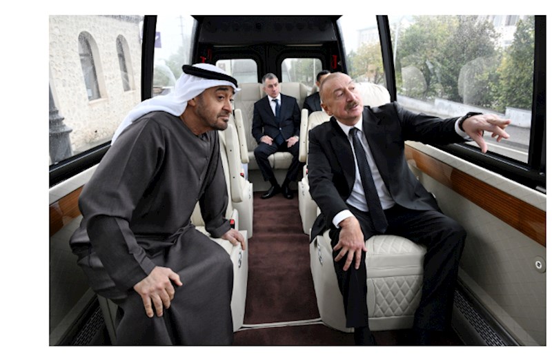 Prezident İlham Əliyev və Prezident Şeyx Məhəmməd bin Zayed Al Nəhyan Yeni Şuşa məscidində tikinti işlərinin gedişi ilə tanış olublar  — FOTOLAR 