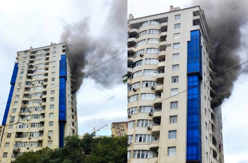 Bakıda çoxmərtəbəli binada yanğın məhdudlaşdırılıb — YENİLƏNİB