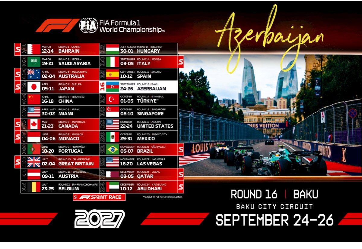 Formula 1 Azərbaycan Qran-prisinin tarixi açıqlandı