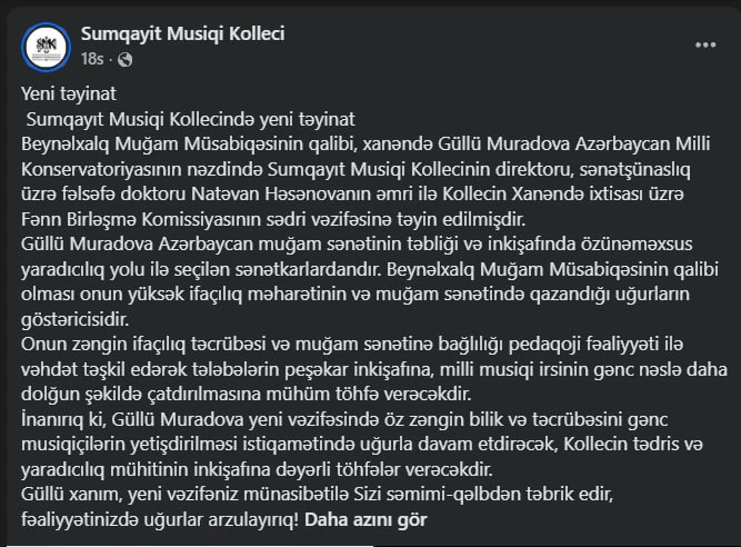 Güllü Muradovaya vəzifə verildi – FOTO Güllü Muradovaya vəzifə verildi – FOTO