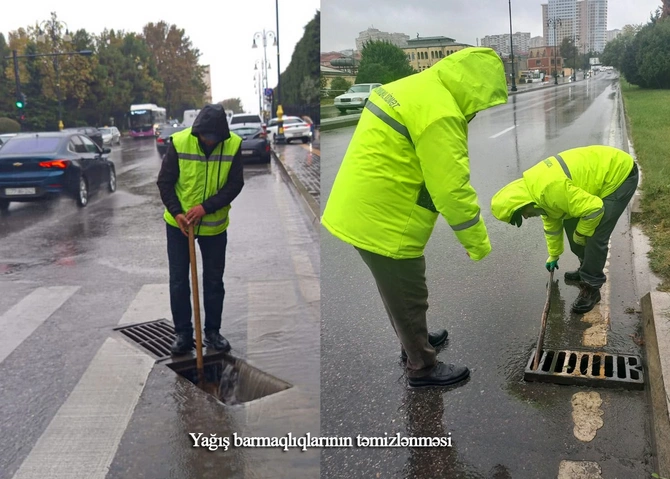 Həssas ərazilərdə yağış sularının toplanmasının qarşısı alınır - VİDEO/FOTOLAR Həssas ərazilərdə yağış sularının toplanmasının qarşısı alınır - VİDEO/FOTOLAR