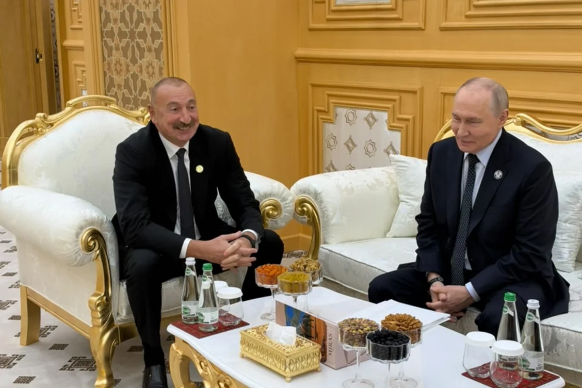 MDB dövlət başçıları görüşü çərçivəsində İlham Əliyev Vladimir Putin və Sərdar Berdiməhəmmədovla görüşüb - FOTO