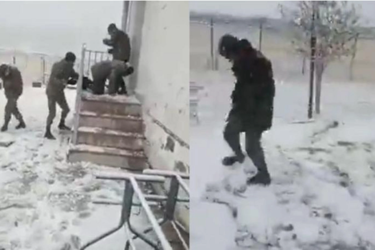 Tarix yazan hərbçilərimizin Şuşada qartopu əyləncəsi —​ VİDEO