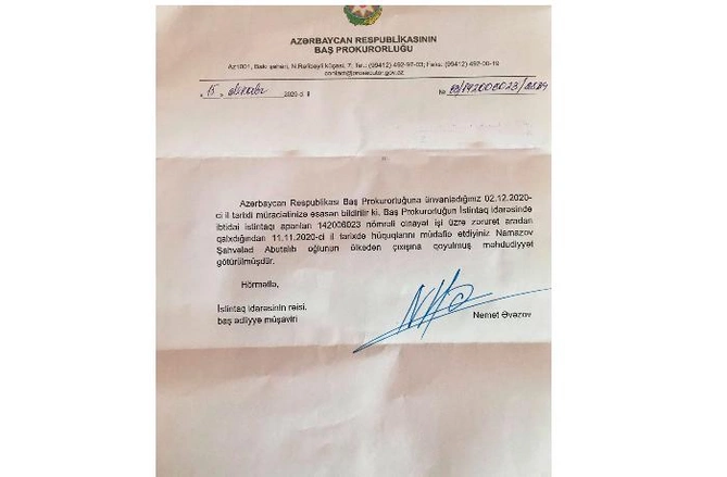 Şahvələd Çobanoğlunun ölkədən çıxışına qadağa götürüldü — FOTO