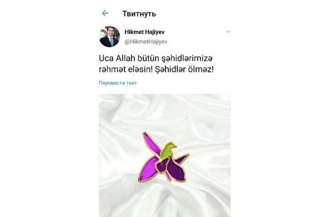 Hikmət Hacıyev şəhidlərdən yazdı — FOTO Hikmət Hacıyev şəhidlərdən yazdı — FOTO