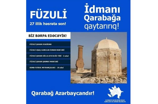 Füzulidə bərpa olunacaq idman obyektlərinin SİYAHISI