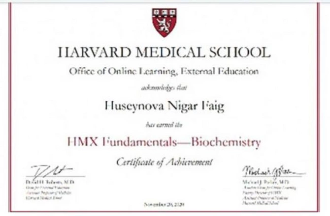 BDU-nun müəllimi Harvard Tibb Məktəbinin sertifikatına layiq görüldü — FOTO BDU-nun müəllimi Harvard Tibb Məktəbinin sertifikatına layiq görüldü — FOTO