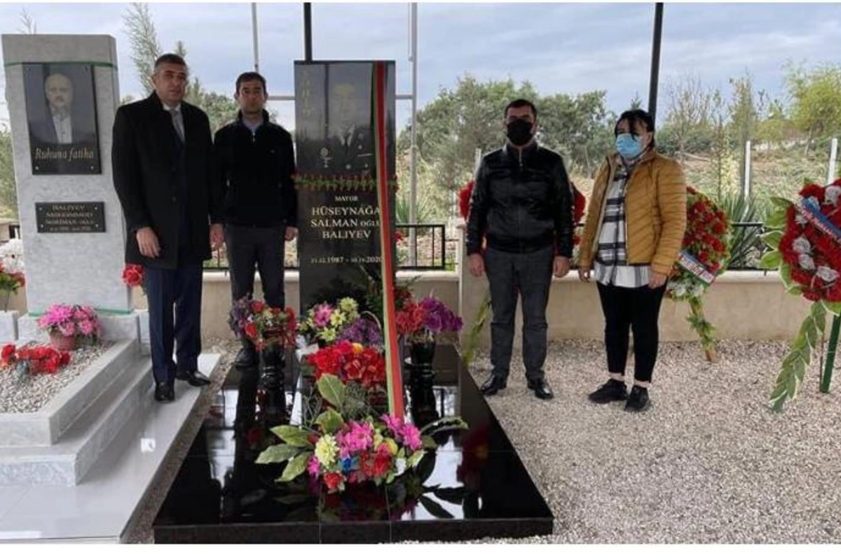 Salyanda şəhid Hüseynağa Balıyevin məzarı ziyarət edilib — FOTO