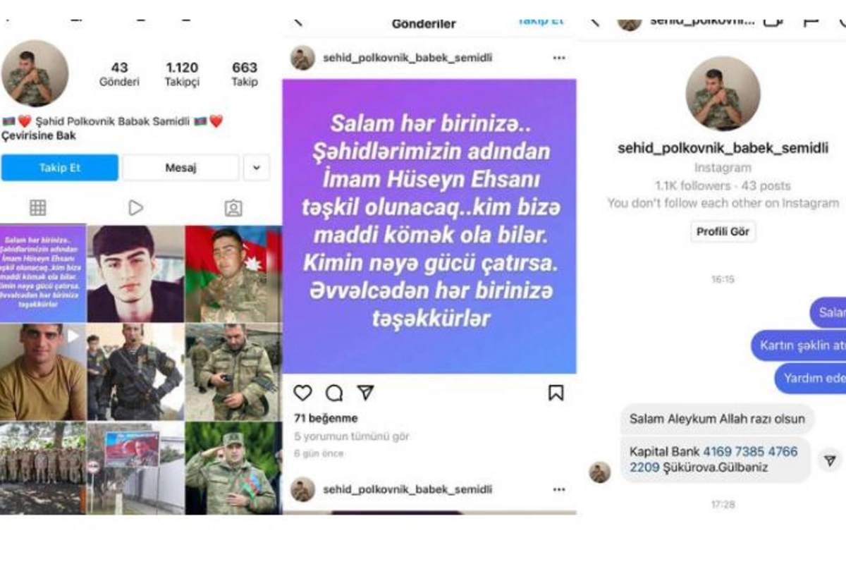Dələduzlar şəhid polkovnikin adına səhifə açıb pul yığırlar — FOTO