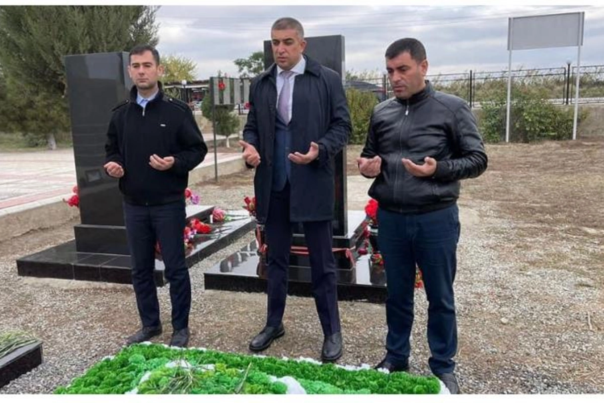 Salyanda Vətən Müharibəsi şəhidinin məzarı ziyarət olundu — FOTOLAR