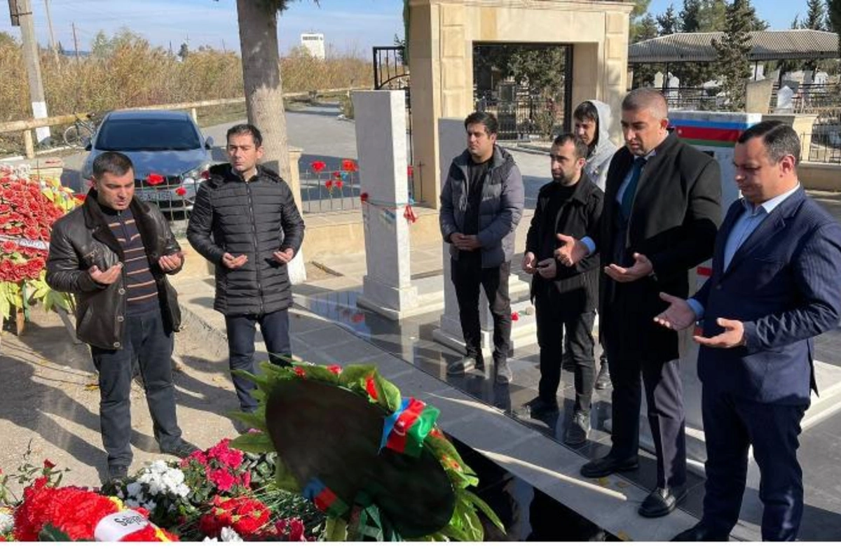 Salyanda Vətən Müharibəsi şəhidinin məzarı ziyarət olundu — FOTOLAR