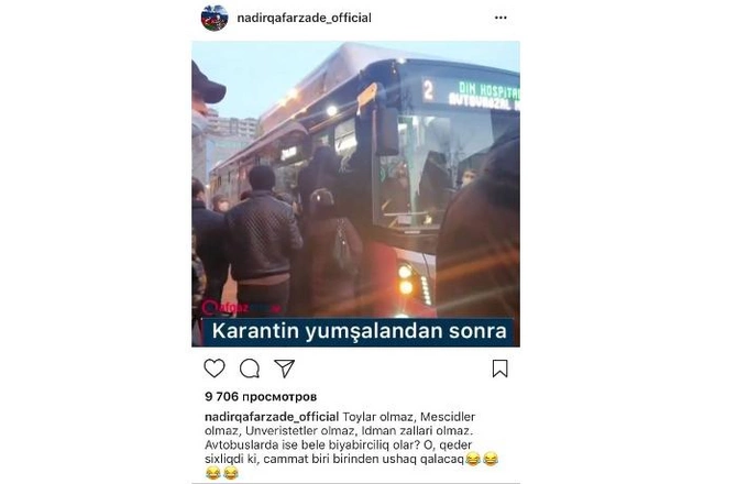 Nadir Qafarzadə: “Avtobuslarda o qədər sıxlıqdır ki, camaat bir-birindən uşağa qalacaq” Nadir Qafarzadə: “Avtobuslarda o qədər sıxlıqdır ki, camaat bir-birindən uşağa qalacaq”