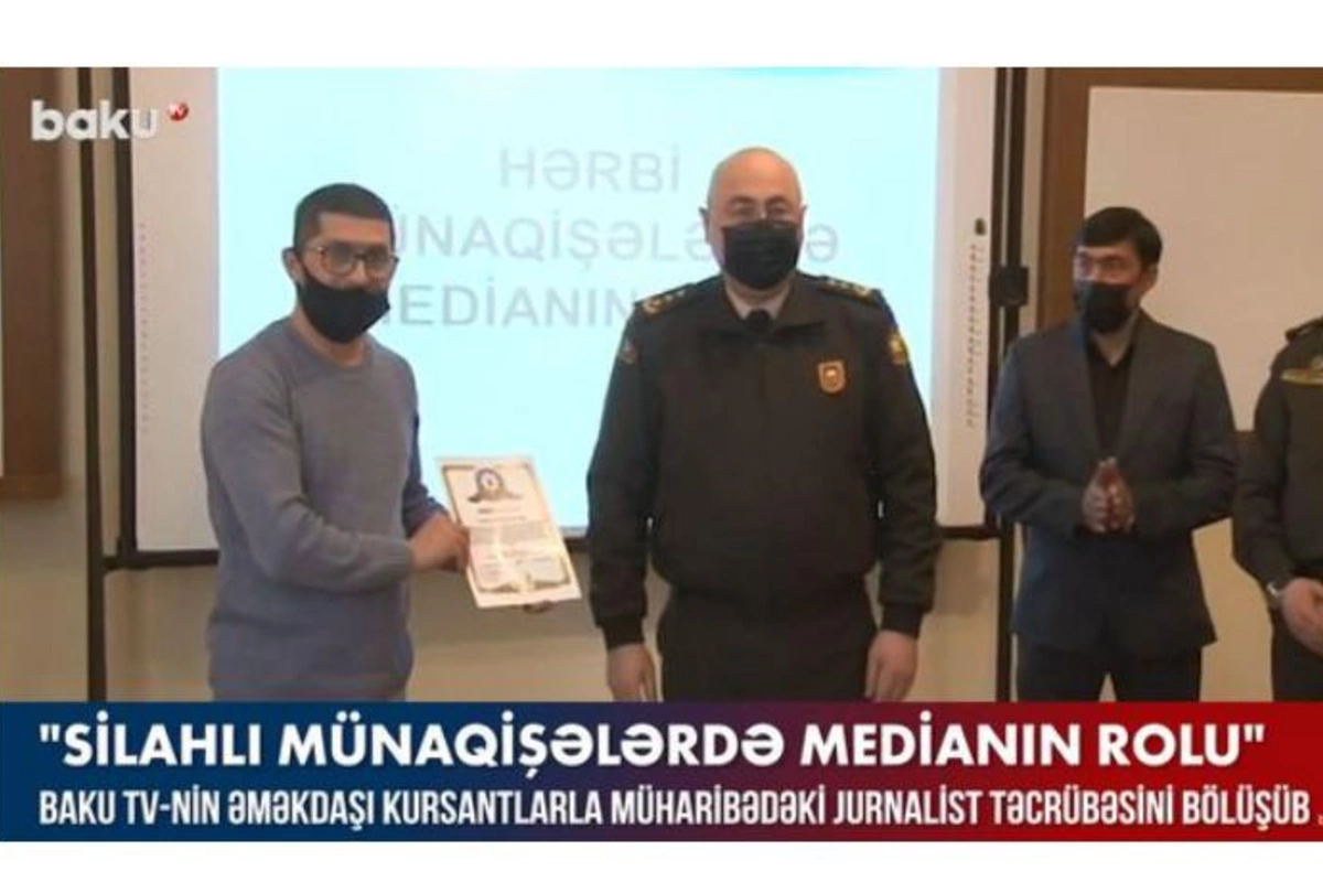 Hərbi jurnalistlər kursantlara seminar keçdilər — VİDEO