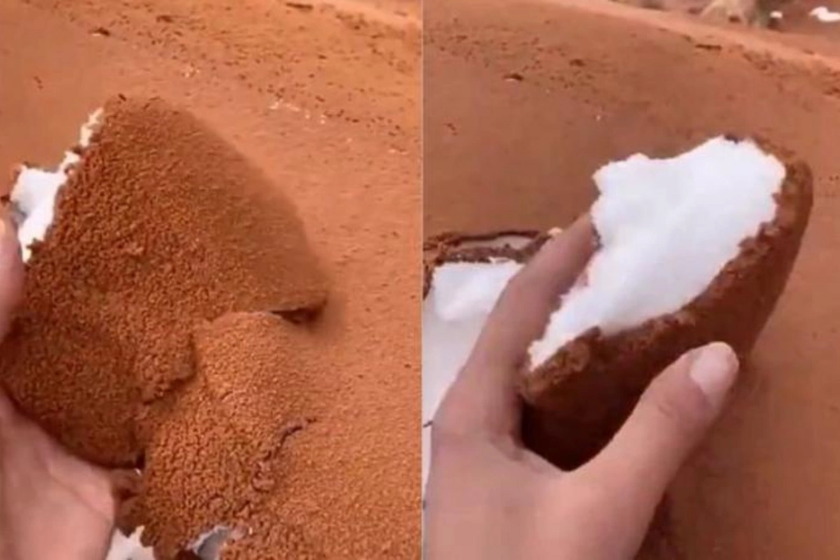 Səudiyyə Ərəbistanı səhraları nəhəng “eskimo dondurmasına” çevrildi — VİDEO