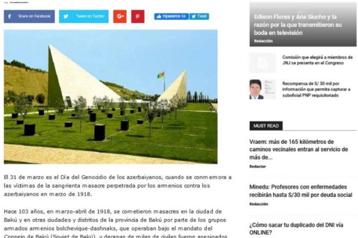 31 mart soyqırımı Peru mətbuatında — FOTO