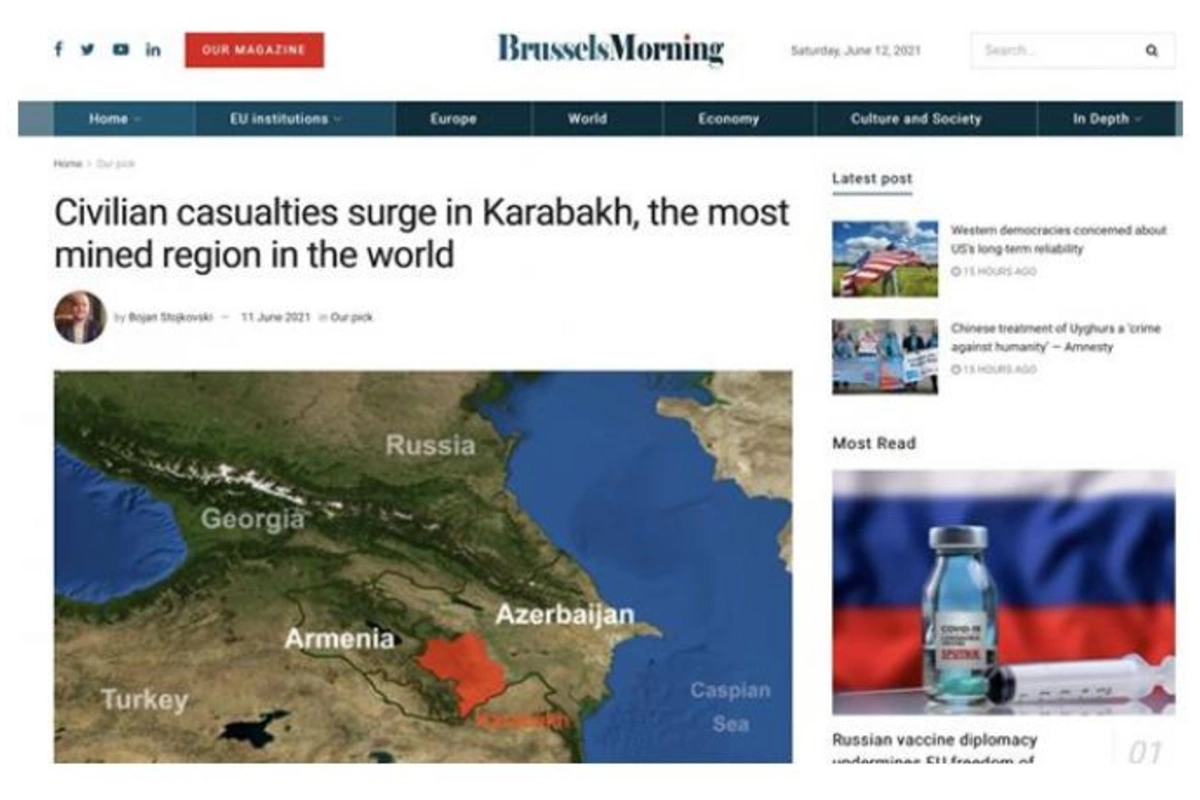 “Brussels Morning” ermənilərin Qarabağda minaladığı ərazilərdən yazdı