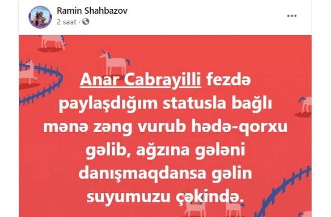 ATV-nin kameramanı ilə Anar Cəbrayıllı arasında qalmaqal: Ağzına gələni danışmaqdansa, ... — FOTO