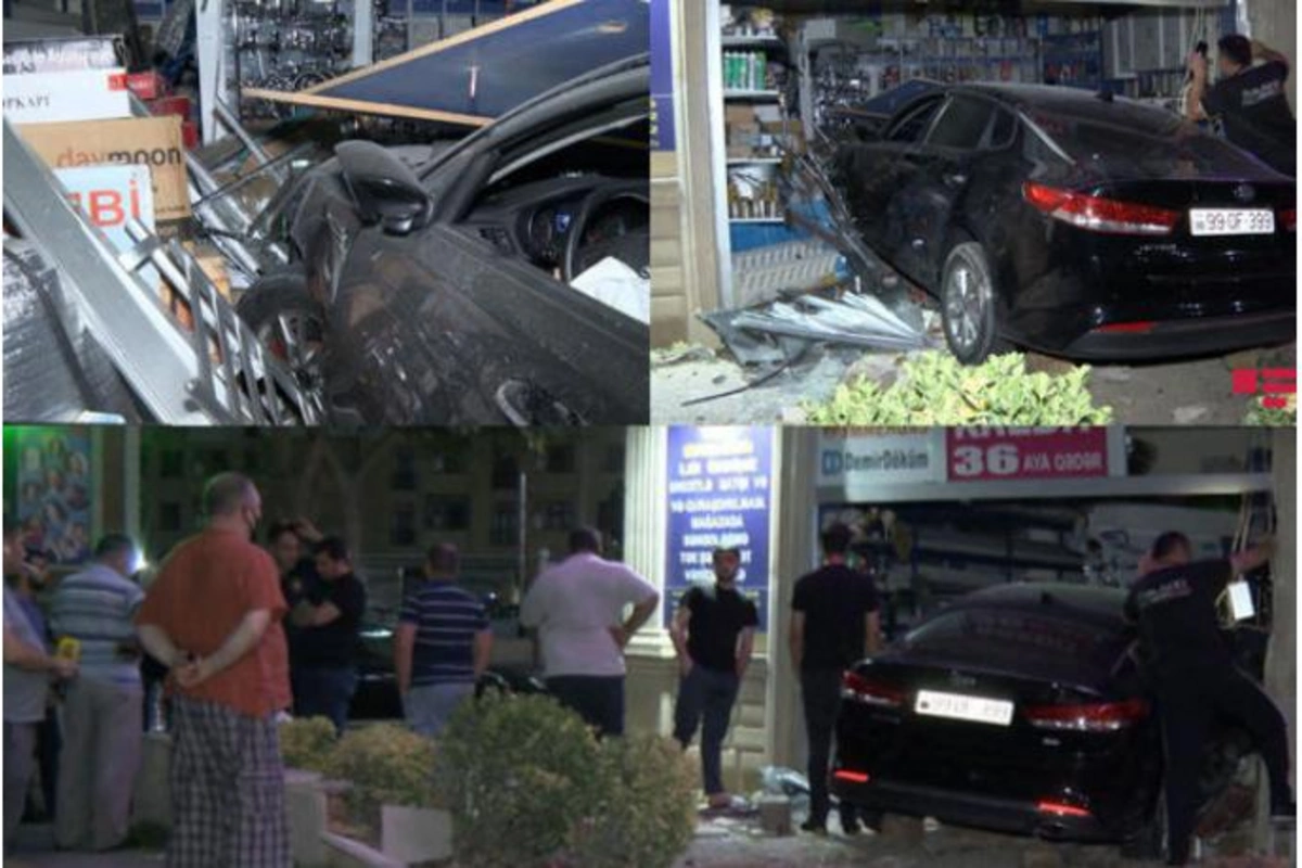 Bakıda xanım sürücü avtomobillə mağazaya girdi — FOTO