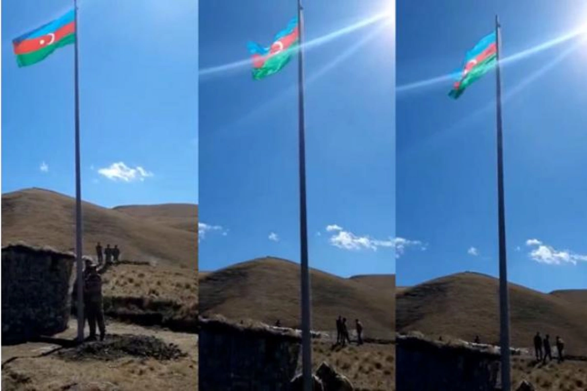 Göyçə mahalının Yuxarı Şorca kəndi istiqamətində bayrağımız yüksəldilib — VİDEO