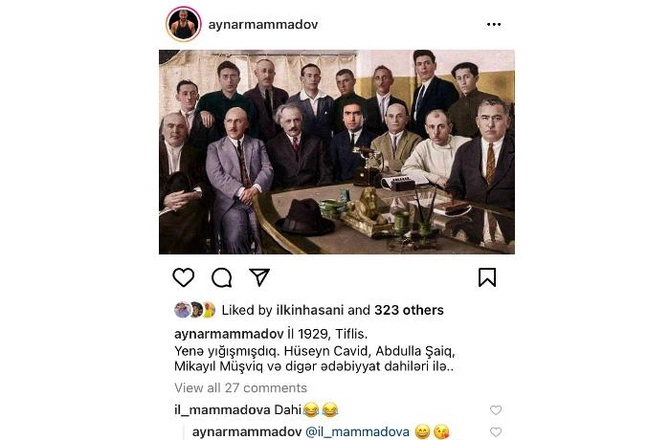 Elton Məmmədovun oğlu Azərbaycanın tarixi şəxslərini ələ saldı: Yenə də yığışmışıq... — FOTOFAKT