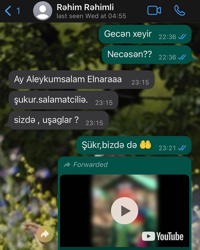 Rəhim Rəhimlinin son Whatsapp yazışmaları — FOTO