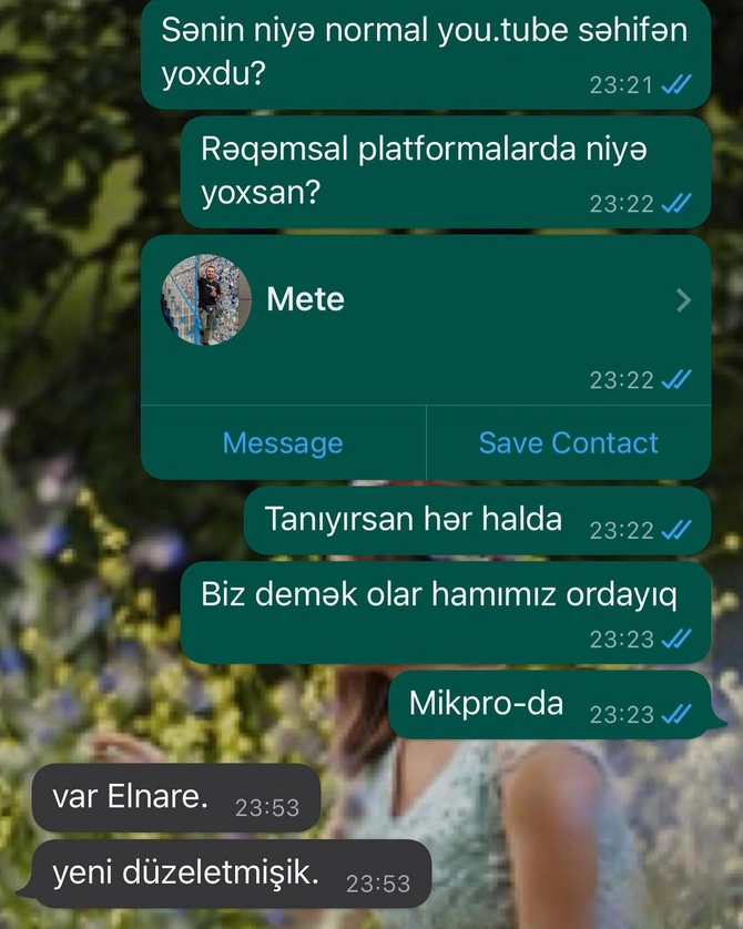 Rəhim Rəhimlinin son Whatsapp yazışmaları — FOTO