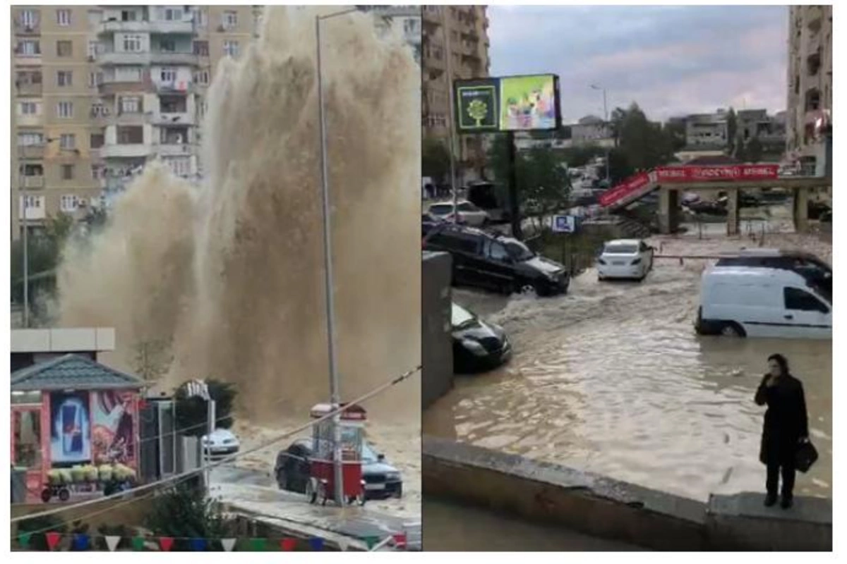 Bakıda qəza baş verən yolda su tamamilə çəkilib — VİDEO/YENİLƏNİB