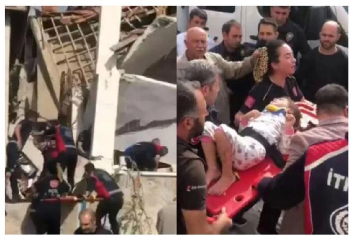 Türkiyədə yaşayış binası çökdü, insanlar dağıntılar altında qaldılar — VİDEO