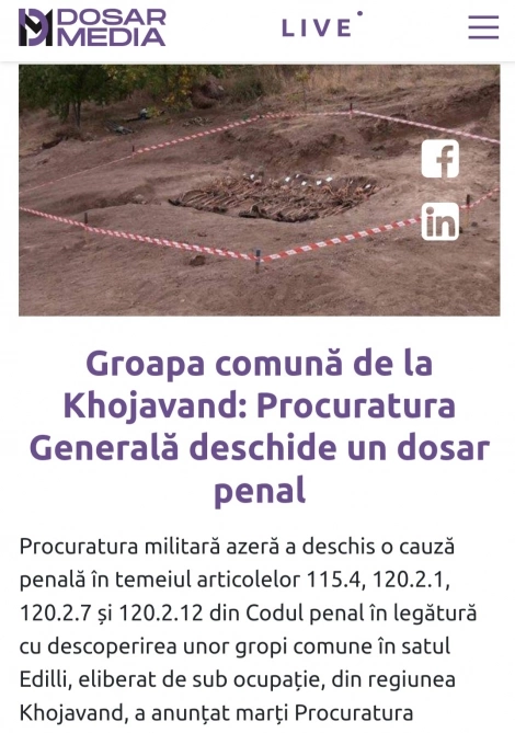Edillidə aşkarlanan kütləvi məzarlıq dünya mətbuatının diqqət mərkəzində — FOTOLAR