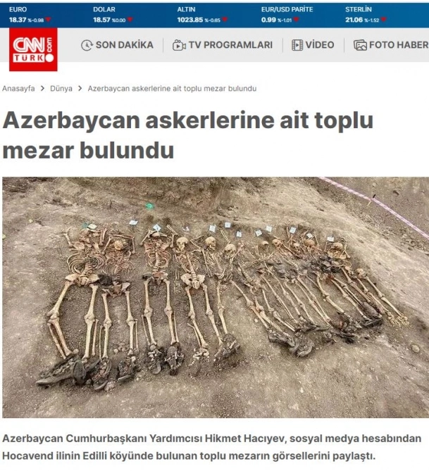 Edillidə aşkarlanan kütləvi məzarlıq dünya mətbuatının diqqət mərkəzində — FOTOLAR